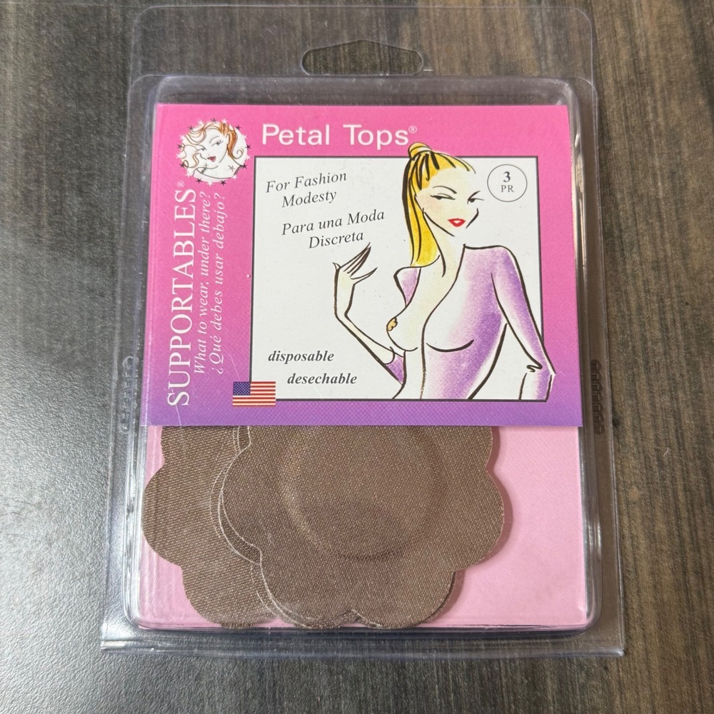 Supportables Petal Tops 3 Pair Fashion Modesty Disposable Nipple Covers Nude